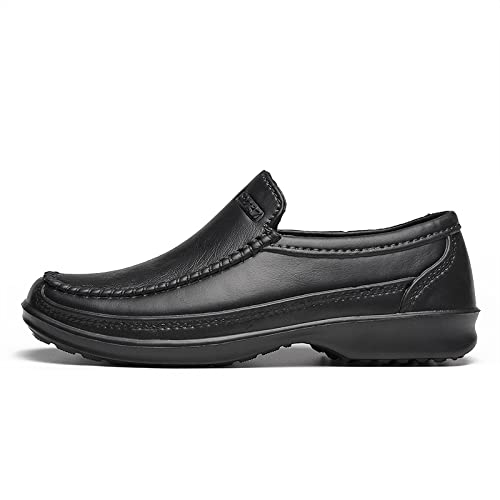 Eliogn Men's Fashion Chef Shoes Slip-On Non-Slip Health-Care Dining Shoes Waterproof and Oil-Proof Work Shoes Water Shoes Black 42