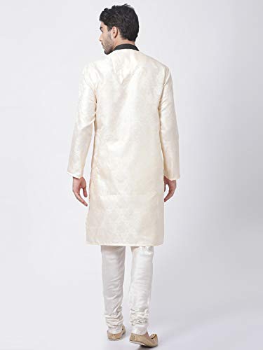 Image of VASTRAMAY Men Soft Cotton Kurta with Buttoned Cuff & Churidar Pyjama Set - Comfortable Ethnic Wear for Eid, Holi, Weddings & Festive Occasions - Stylish Traditional Cotton Kurta Pyjama