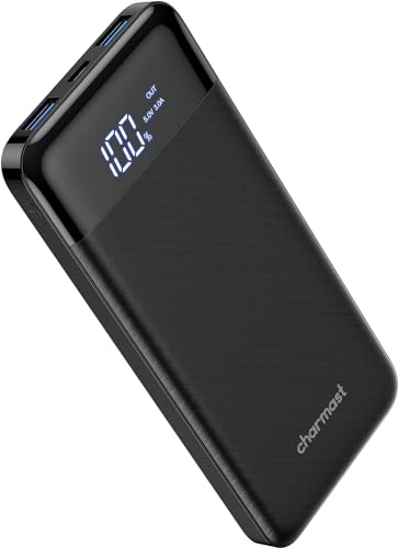 Charmast Power Bank 10400mAh,caricatore portatile sottile e leggero Caricabatterie Portatile con LED...
