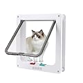 Nukoqcd Large Cat Flap 25.2cm x 23.5cm - Heavy Duty Weatherproof Pet Door with 4-Way Lock - Easy Fit for Door, Wall or Fence (White?L)