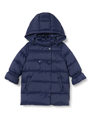 United Colors of Benetton 2WU053K80 Giaccone Lungo Imbottito Bottoni E Zip, Blu 252, 62 Bambina