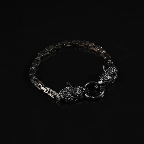 Viking Wolf Head Thor’s Hammer Pendant Necklace – Stainless Steel Norse Amulet Jewelry for Men, Nickel-Free, Gift Box Included4