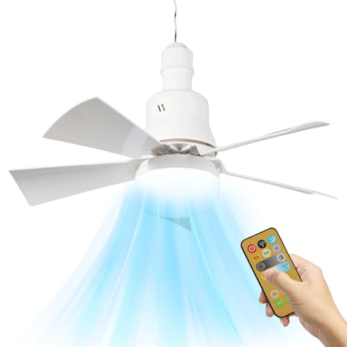 WUIETI Ventilador de techo, con luz y mando a distancia, blanco/negro 30W, silenciador, 3 velocidades, motor DC Control remoto y temporizador(1-2-4 horas, baja potencia (blanco)