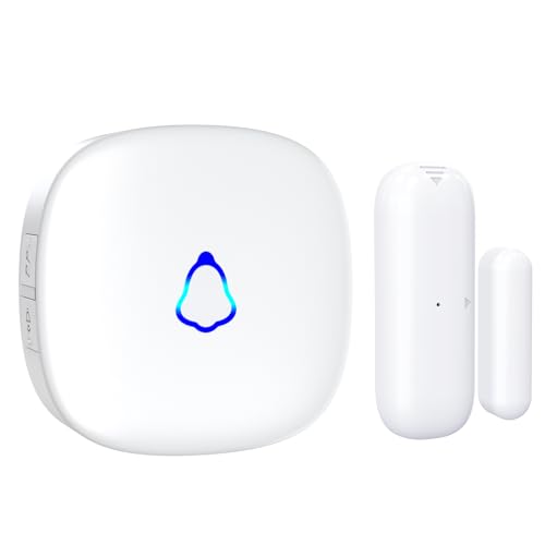 METAK Door Chime, Wireless Door Open Contact Sensor Alarm with 500 FT Range, 58 Chimes and 5 Volume Levels for Business/Store/Home/Office When Entering, 1 Transmitter + 1 Plug-in Receiver