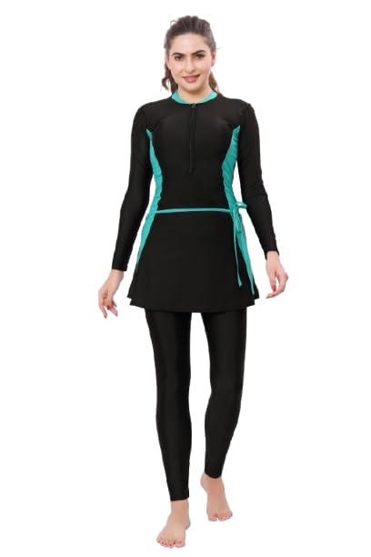 Women's Swimwear Frock Style Front Zipper Swimwear for Girl and Women, Nylon Lycra 4 Way Stretch-image-8