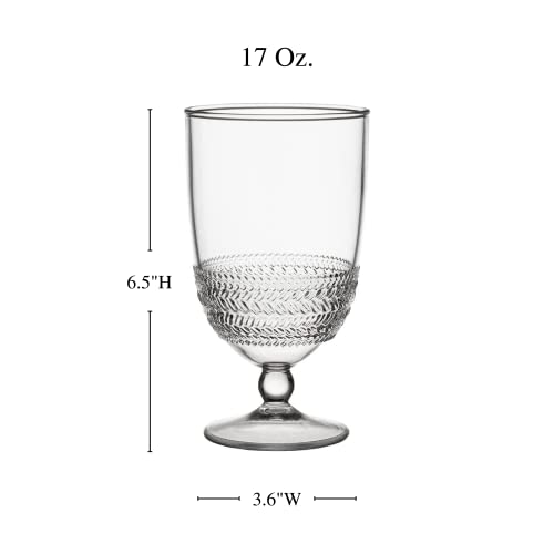 Juliska - Le Panier Acrylic Goblet, Acrylic Glass Cup - Unbreakable, Clear Acrylic, Embossed Drinking Glass #TOP1