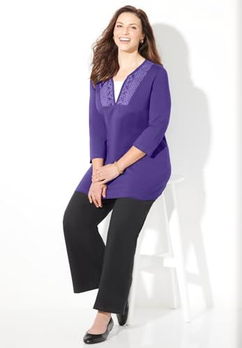 Catherines Women's Plus Size Suprema Lace Trim Duet Top3