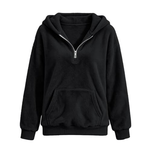 Fleece Quarter Zip Pullover for Women Oversized Fuzzy Sweatshirt Hoodie - image 4