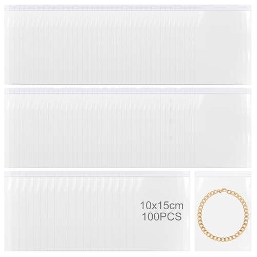 100 Piezas Plastico Bolsas Zip Pequeñas, 10 X 15 cm Autocierre Bolsas de Transparente, Pequeñas Transparente Hermetico Bolsitas con Cierre Zip, Para Joyería, Confitería, Componentes Electrónicos