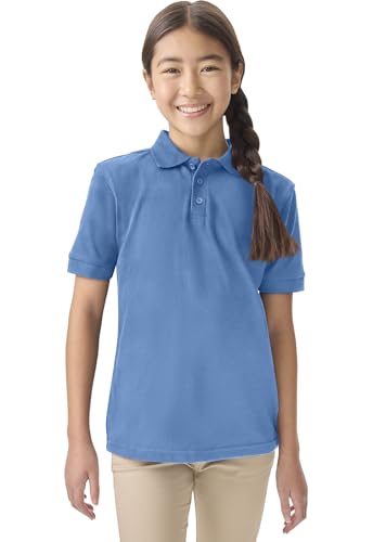 Image of Classroom School Uniforms for Boys and Girls Short Sleeve Pique Polo | Unisex Youth Shirt, Matching Ribbed Collar, Banded Sleeves, Three-button Placket, Comfortable Fit, School Uniform Essential