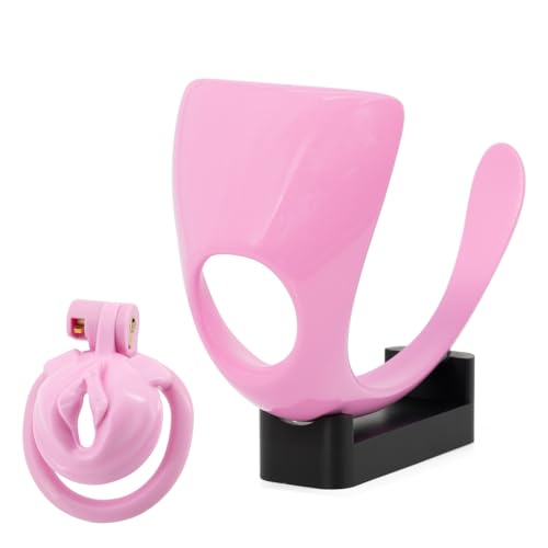 Sissy Peniskäfig mit Chastity Panties Panel, Keuschheitskäfig Herren Sexspielzeug mit 4 Großen Rings Passend für die Meisten Standard Cock Cage, Hohes und Atmungsaktives Design (P06-Pants Plate+Cage)