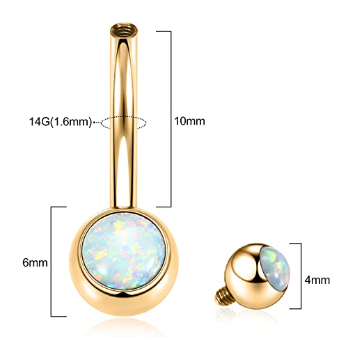 FUNLMO 14G Belly Button Ring Titanium Belly Button Piercing Belly Ring Floating Navel Piercing Jewelry Navel Ring Internally Threaded Belly Piercing Jewelry 10mm2