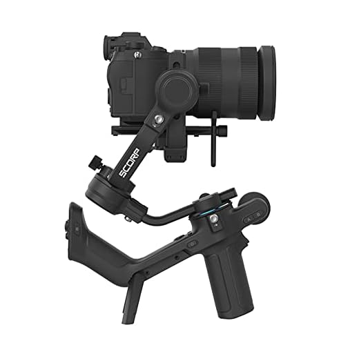 FeiyuTech SCORP-C [ufficiale] Stabilizzatore Fotocamera, Gimbal 3 assi per Fotocamera digitale Mirrorless DSLR, Carico utile fino a 2,5kg, Compatibile con Fotocamera Canon, Sony, Nikon, Fujifilm