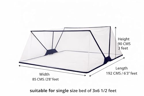 Image of Happy Penguin Mosquito Net [Foldable] Easy Setup | Lightweight Cotton, Portable & Ideal for Home & Travel | Strong & Breathable | Suitable for Single Bed [3x6.5]
