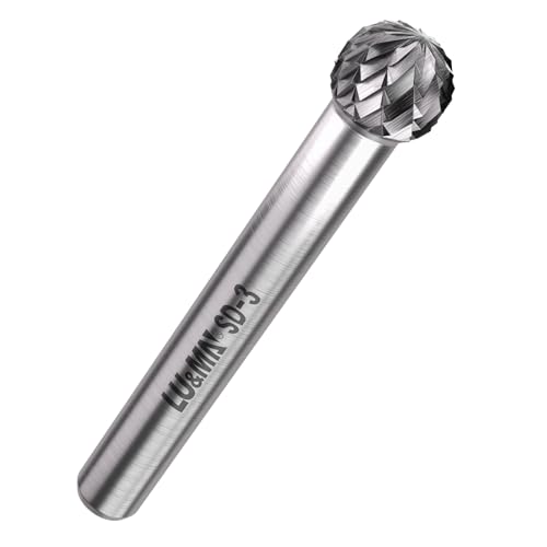 Image of LU&MN SD-3 Tungsten Carbide Burr, 3 /8 inch Head 1 /4 inch Shank, 1 Pcs | Industrial-Grade, Double Cut Rotary Burr, Deburring, Chamfering, Engraving, Polishing, Metal & Wood