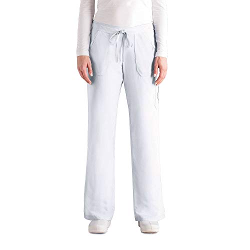 Grey's Anatomy Women's 4245 Junior Fit 4-Pocket Elastic Back Scrub Pants, White, Large #TOP6