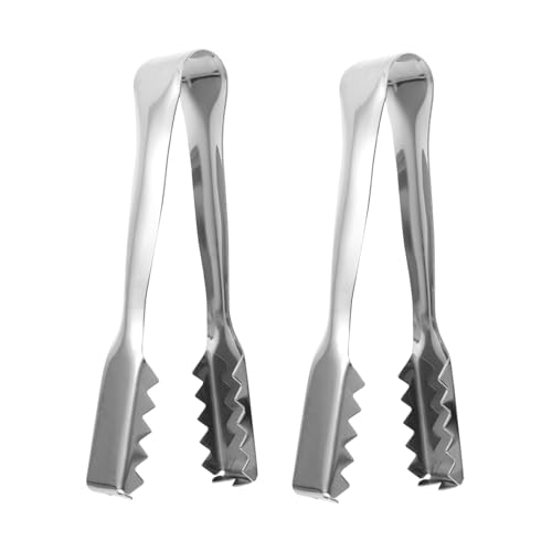 Unomor 2 Pcs Sugar Cube Forceps Serrated Ice Tongs Stainless Steel Tongs Portable Food Clips