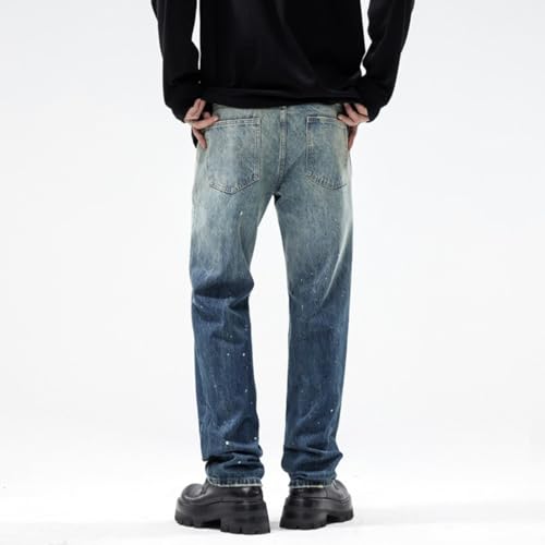 Jeans Pants Trouser Denim Spring and Autumn Gradient Loose Classic Trendy Ink Dot Wide Leg Long4