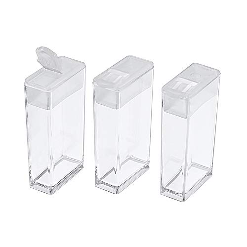Image of FASHEWELRY 100Pcs Plastic Flip Top Seed Bead Small Storage Containers 2x1 Rectangle Transparent Clear Box Package Candy Favor Empty Box Organizers