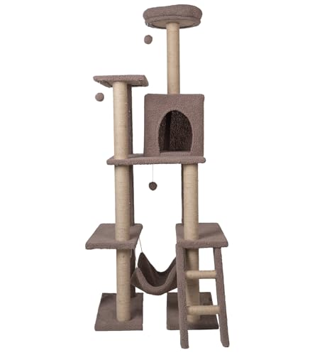 Image of Wudyhub Cat Tree Indoor Climbing Activity Tower with Scratching Posts | Cat-31-Brown | 67x48x63 cm