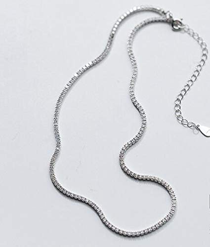 Zozu100% Real. 925 Sterling Silver Fine Jewelry 2MM Prong White CZ Stone AAA+ TENNIS CHOKER SHORT Necklace Pendant CZ GTLX1469