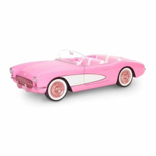 Barbie Corvette - Kaugummipinkes Cabrio, Platz für 4 Puppen, öffnende Türen, drehbares Lenkrad, Retro-Lackierung, Luxus-Interieur, für Sammler, HPK02