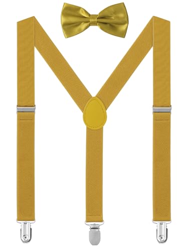 Image of habibee Suspenders and Bow Tie Set for Men, Adjustable Elastic Braces with Y-Back, Diverse Colors, Strong Clips