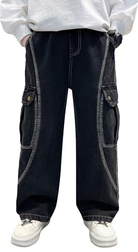 Jeans baggy garcon large denim brut avec poches profondes style streetwear
