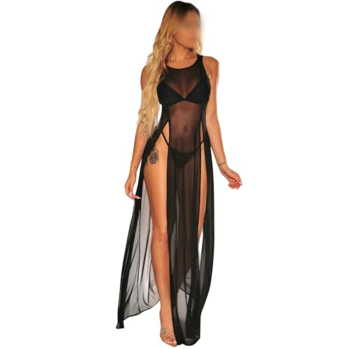 Durlo Robe De Plage Transparente Et Sexy En Maille À Ouverture Haute Pour Femme