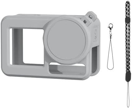 Silicone Protector Case for DJI Action 5 PRO, Anti-Drop Camera Case with Lens Cap/Lost-Proof Strap (Gray) image 3