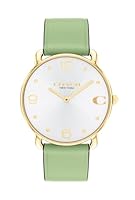 Coach Women's 14504287 Green Leather Quartz Watch, Silver White, 36MM