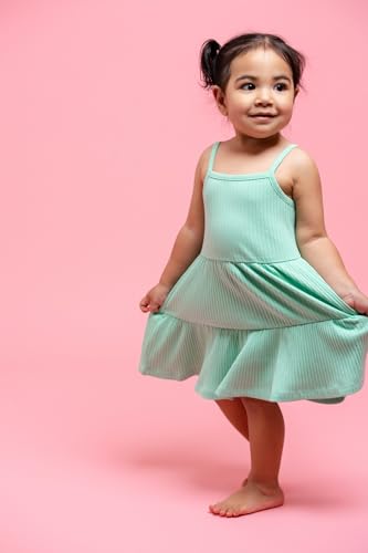 Image of monica + andy Ribbed Spaghetti Strap Dress, 100% Organic Kids Clothes for Girls, Girl Casual Dress