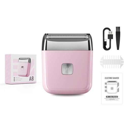 2-Speed Electric Foil Shaver with Travel Lock, Type-C Rechargeable Razor for Men, Includes 3mm Comb & Cleaning Brush (Rose red)