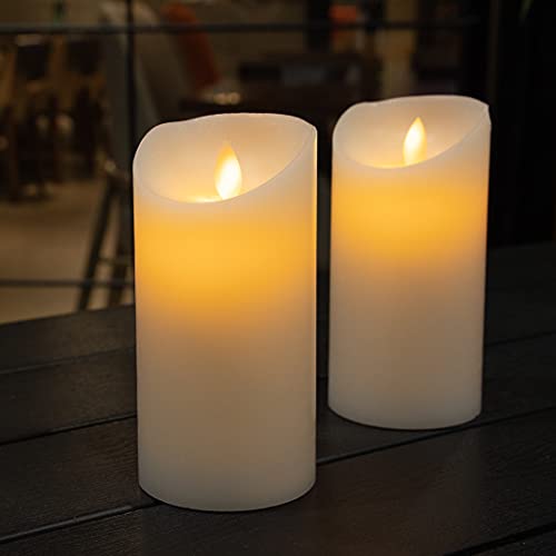 Image of Fire Tek 3 x 6 Inch Flameless Pillar Candle, 1 Programable LED Pillar Candle - Dancing Flame, For Home, Weddings, And Parties, White Real Wax Battery Pillar Candle, Remote Sold Separately,