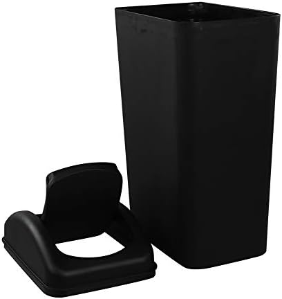 Ikando 14 L Plastic Swing Lid Bin, Dustbin Paper Trash Bin, 1 Pack, Black
