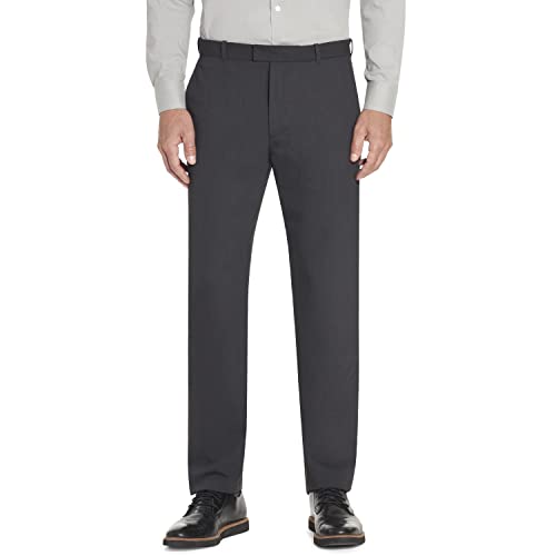 Van Heusen Men's Flex Straight Fit Flat Front Pant, Charcoal, 34W x 32L