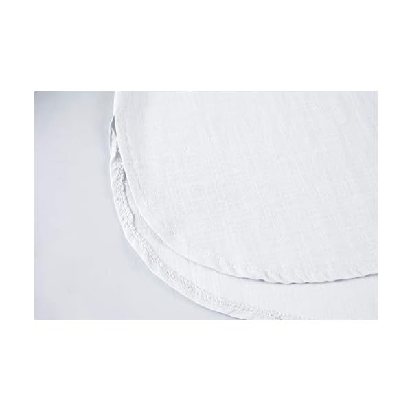 Karlywindow Womens Long Sleeve Button Down Cotton Linen Shirt Blouse Loose Fit Casual V-Neck Tops White