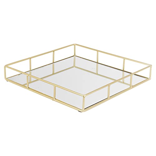 Set of 2 Metal Gold Decorative Mirror Trays Vanity Perfume Decor Candle Holders (Square) - Cosy Home Interiors Set of 2 Metal Gold Decorative Mirror Trays Vanity Perfume Decor Candle Holders (Square) - Image 3