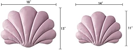 Ashler 3D Throw Pillows Shell Shaped Accent Throw Pillow, Soft Velvet Insert Included Cushion for Couch Bed Living Room, Pack of 1, Pink Purple, 14 X 11 inches