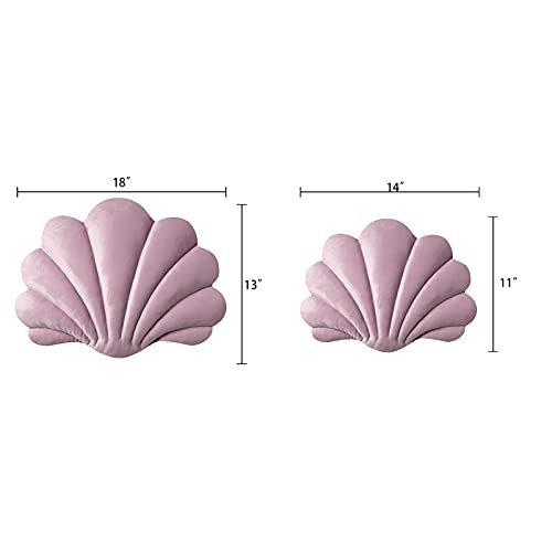 Ashler 3D Throw Pillows Shell Shaped Accent Throw Pillow, Soft Velvet Insert Included Cushion for Couch Bed Living Room, Pack of 1, Pink Purple, 14 X 11 inches