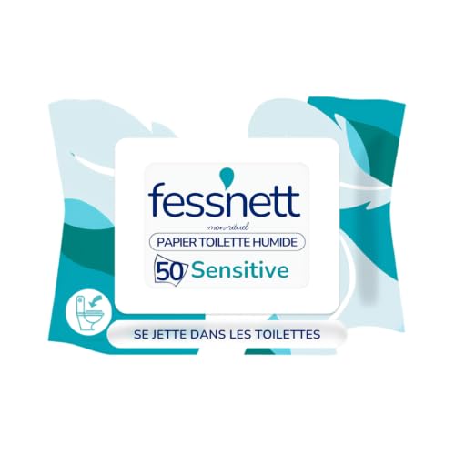 fess'nett - Les Essentiels - Sensitive - Feuilles de Papier Toilette Humide Jetable dans les Toilettes - Papier WC Humide - Alternative aux Lingettes - Pack x50
