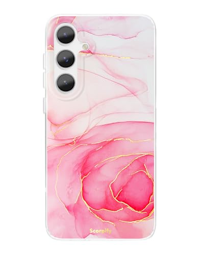 Coque Samsung S25 rose marbre magnétique et antichoc avec anneau MagSafe intégré SCORPIFY