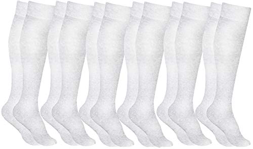 Yacht & Smith 6 Pairs of Girls Knee High Socks, Flat Knit, School Socks
