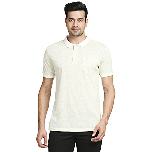 Image of Colorplus Men's Pure Cotton Print Pattern Tailored Fit Polo Neck Half Sleeve Casual T-Shirt