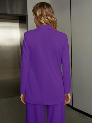 Chic Women's Blazer and Wide-Leg Pants Set in Purple - Image 5