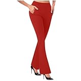 Women's Flare Dress Pants High-Waisted Stretchy Tummy Control Office Trousers Business Casual Work Slacks with Pockets