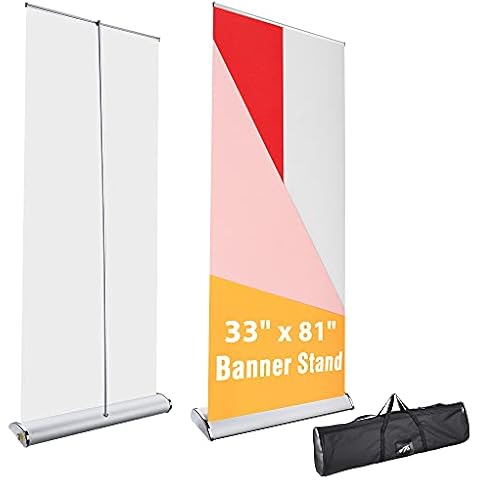 Instahibit 33"x81" Aluminum Retractable Roll Up Banner Stand Trade Show Display Portable Cover
