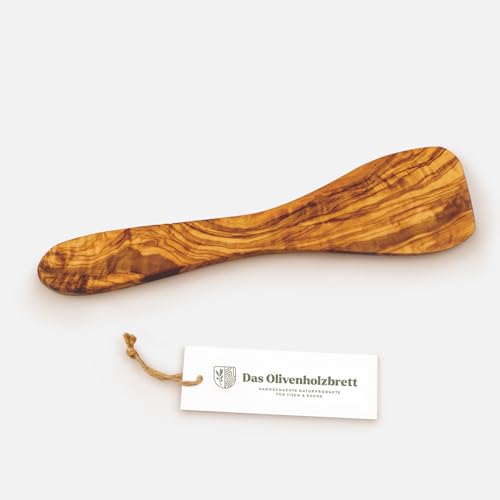 DAS OLIVENHOLZBRETT® Pfannenwender aus Olivenholz/Pfannenspachtel aus Holz/Bratwender aus Holz/Pfannenheber, 25 cm