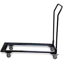 Black Folding Chair Cart Rolling Push Dolly with Commercial Grade Steel Frame for Storage and Transport Capacity 50 Plastic Polypropylene Folding Chairs or 25 Resin Chairs with Polyurethane Wheels