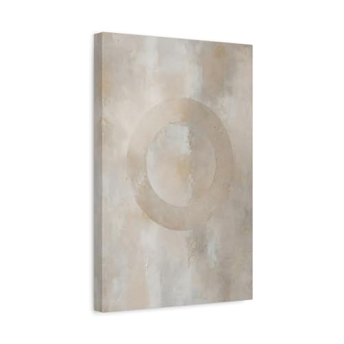 Toile abstraite beige cercles texturés 30x45cm pour décoration salon moderne